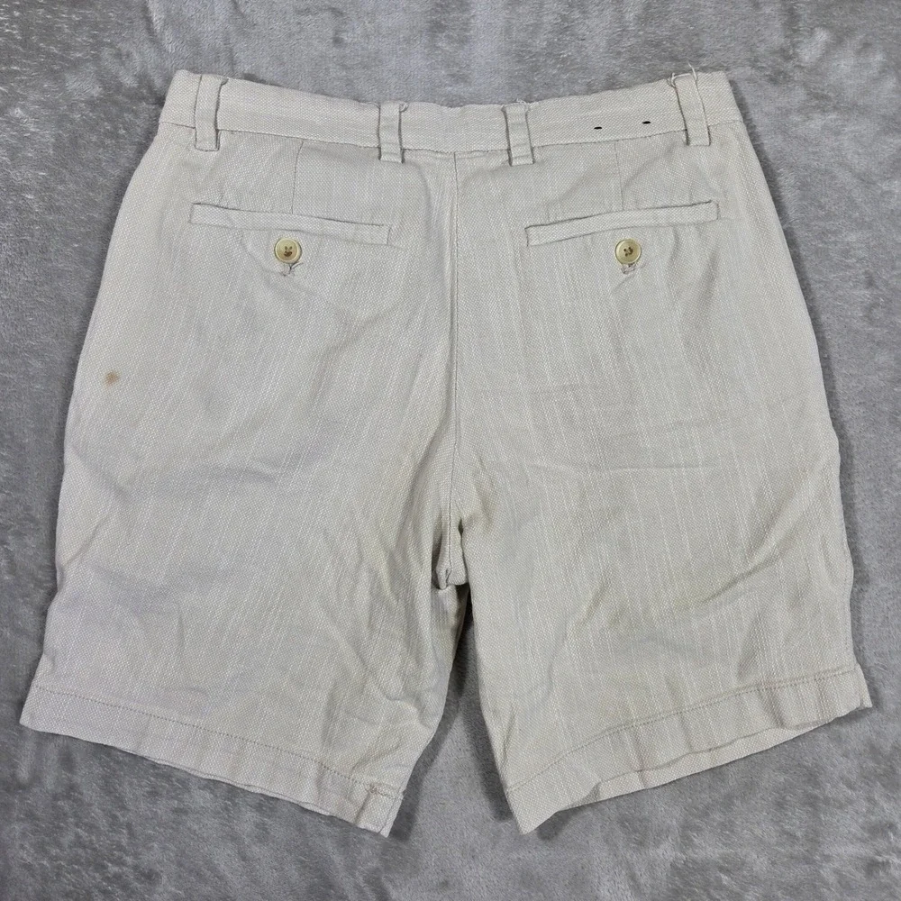 Banana Republic Aiden Club Shorts Mens 30 Beige Textured Dobby Cotton Stretch